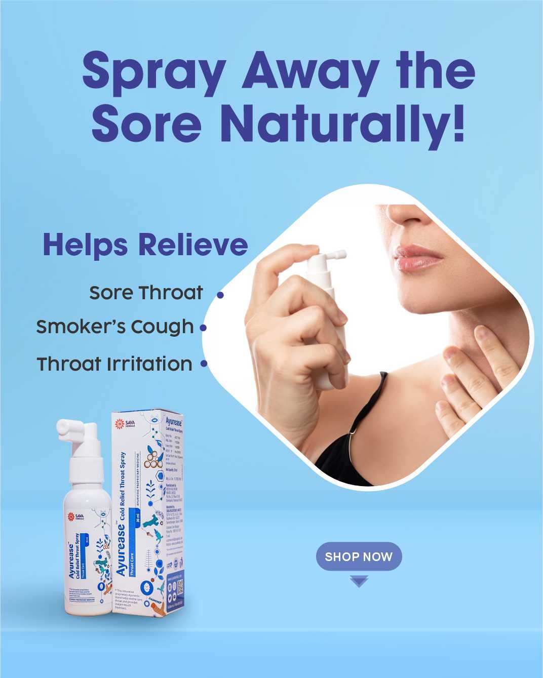 Ayurease throat spray mobile banner
